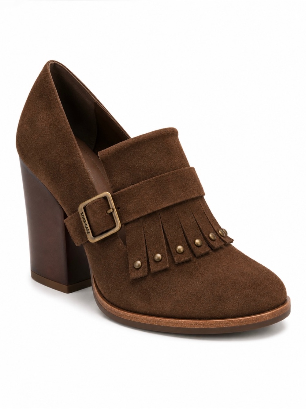 KORK-EASE Sienna Brown Leather Suede-Look Oxford Pumps - Prim